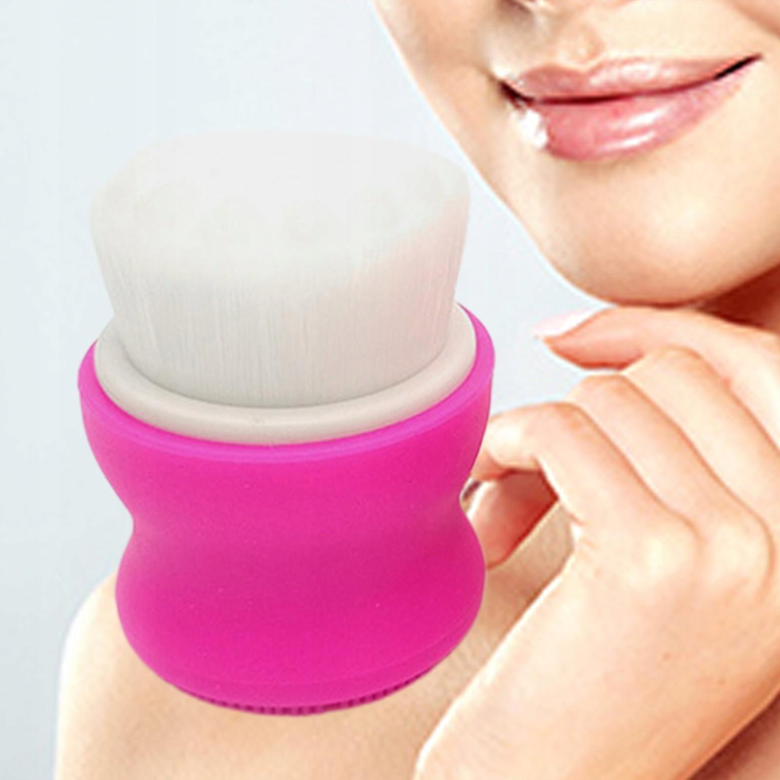 Dual Heads Facial Brush Soft And Exfoliating Silicone Pad ,One Rose Red