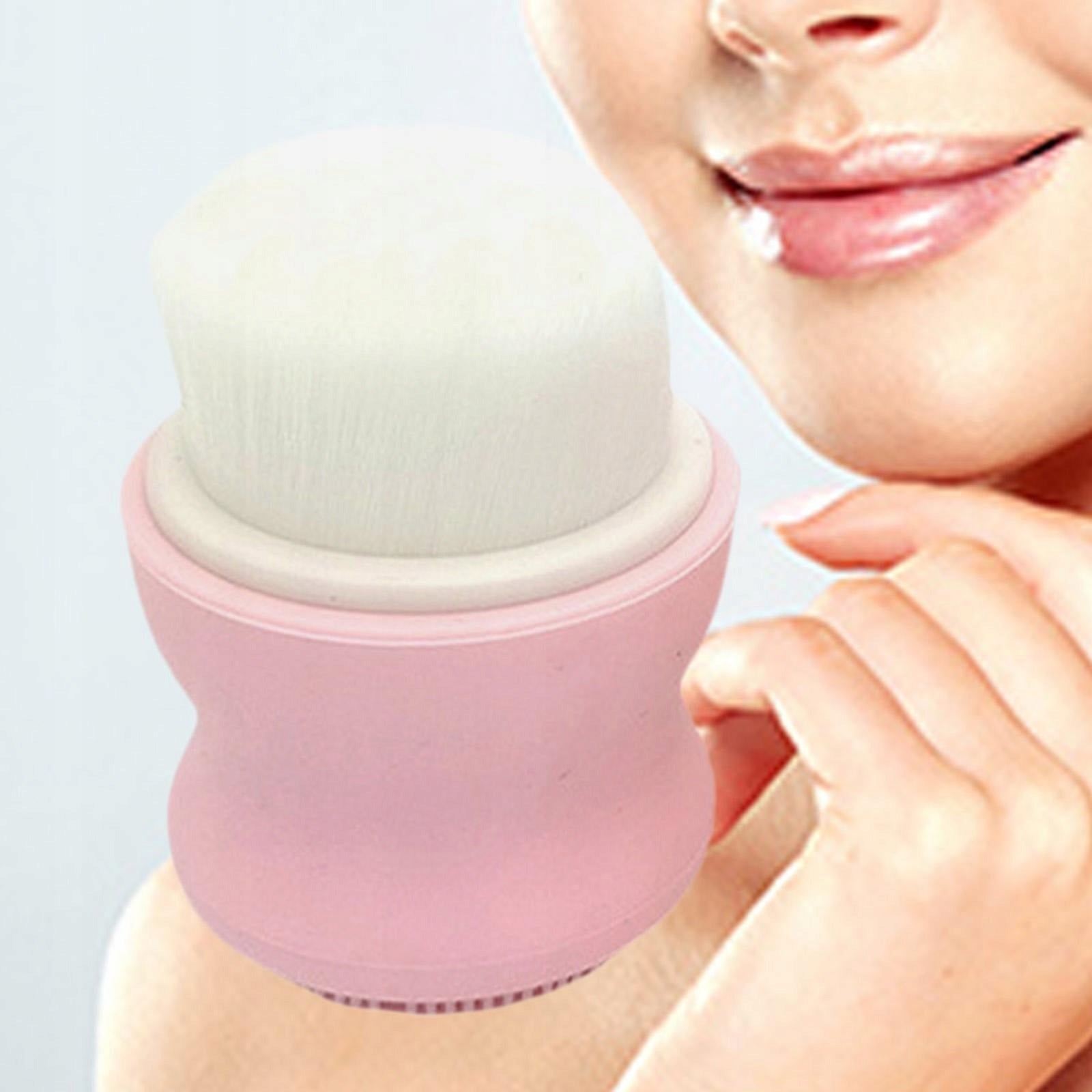 Dual Heads Facial Brush Soft Bristle and Exfoliating Silicone Pad Non Pink