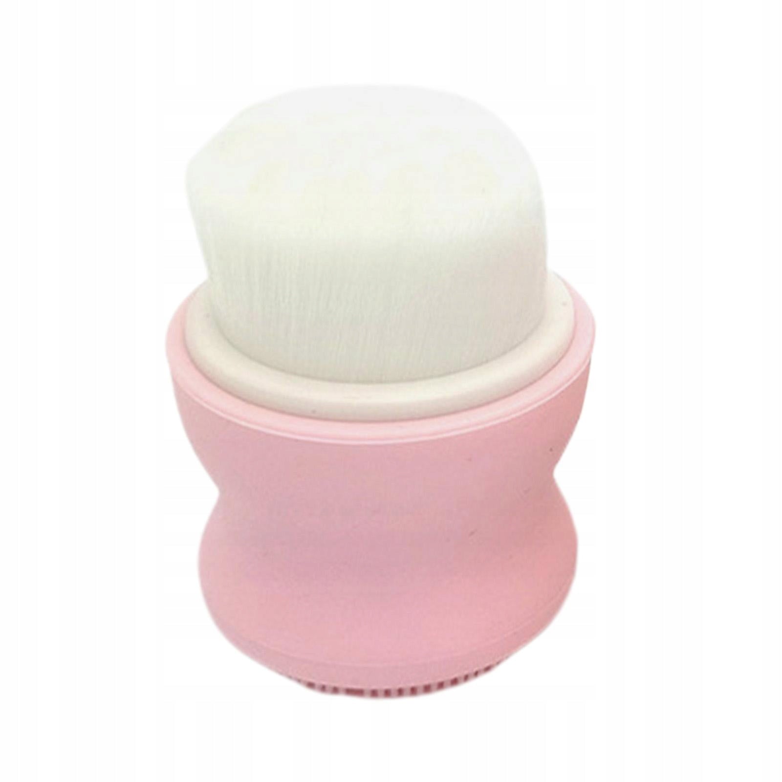 Dual Heads Facial Brush Soft Bristle and Exfoliating Silicone Pad ,One Pink
