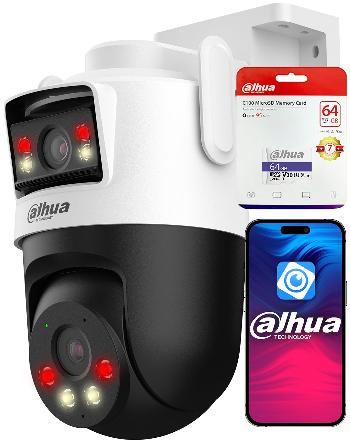 Dual Lens 6Mpx Rotating WiFi Camera (3MP+3MP) P3D-3F-PV DAHUA + 64GB Card