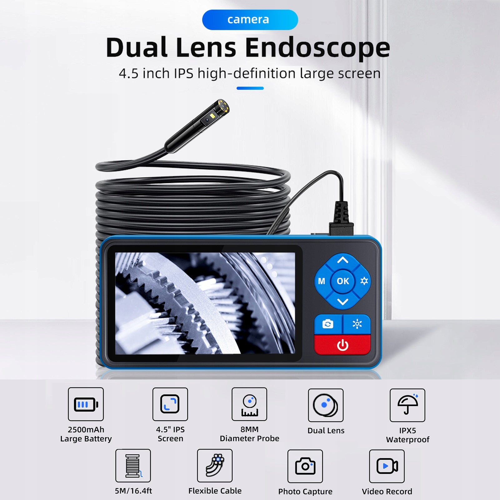 Dual Lens Endoscope Camera with 720p Borescope Light with 80 Brand no brand