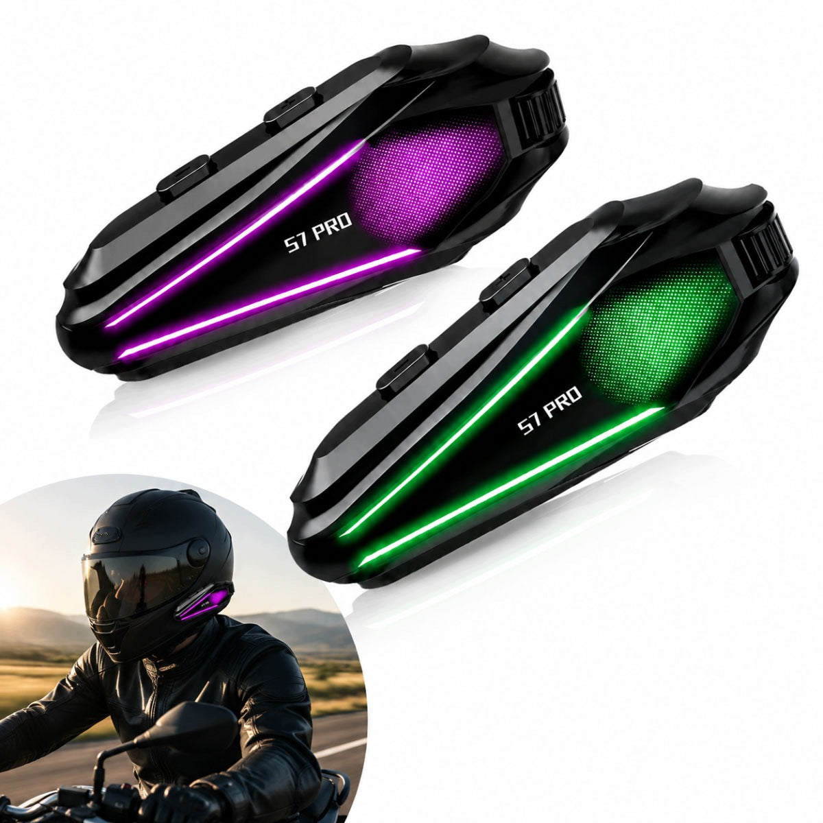 Dual Pack Motorcycle Intercom, Bluetooth + FM Radio + USB Type C
