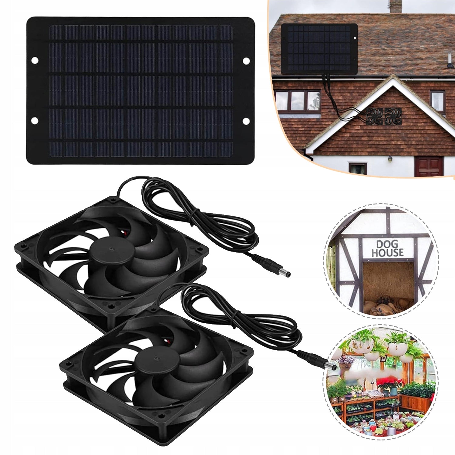 Dual Solar Powered Fan, for Small Chicken Coops, 10 W