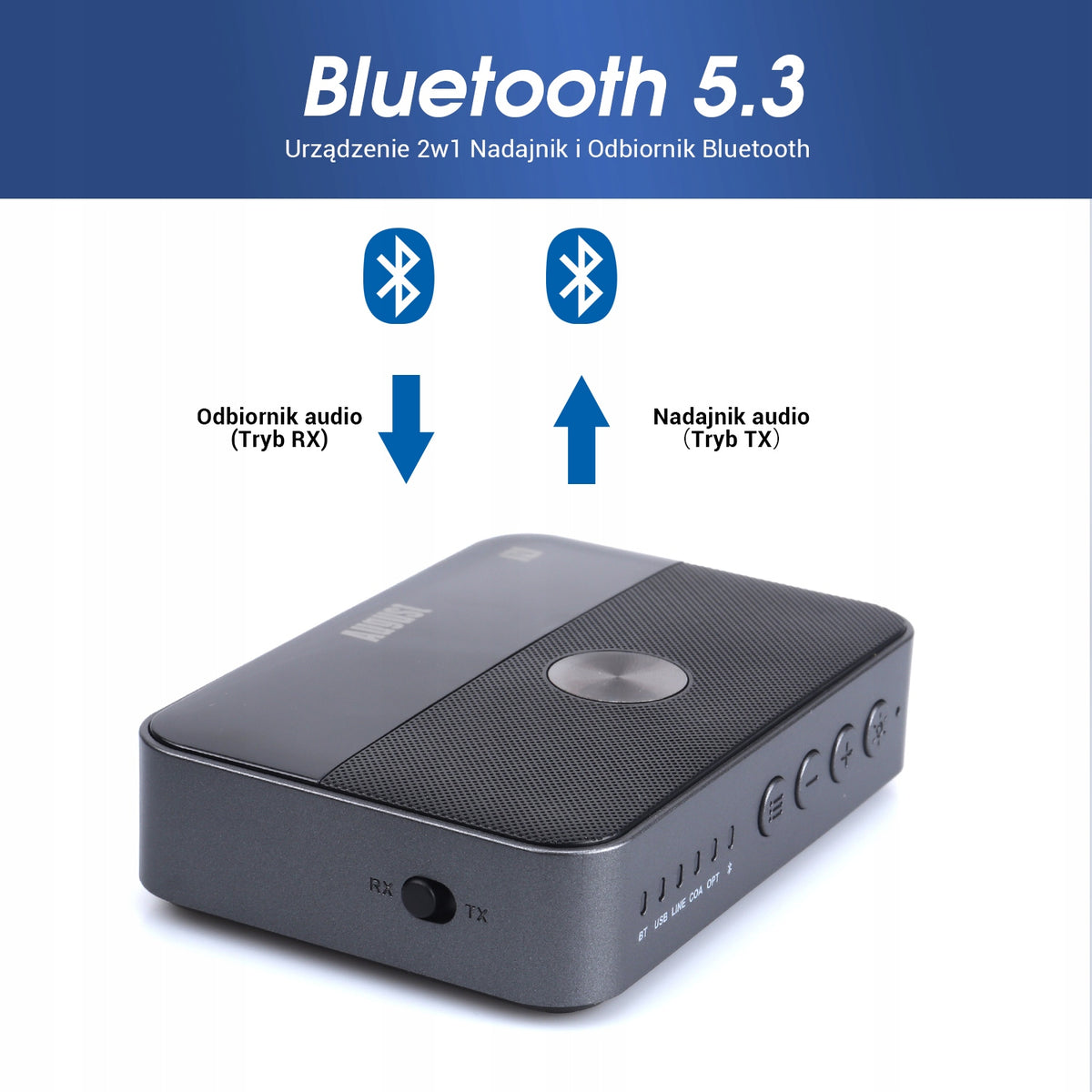 Dual Transmitter Receiver 2in1 Bluetooth 5.3 USB-C NFC August MR285 Brand August