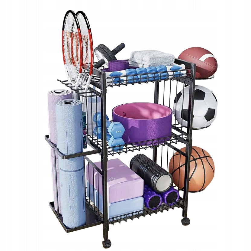 Dumbbell Stand Sports Equipment Organizer 3-Tier with Wheels