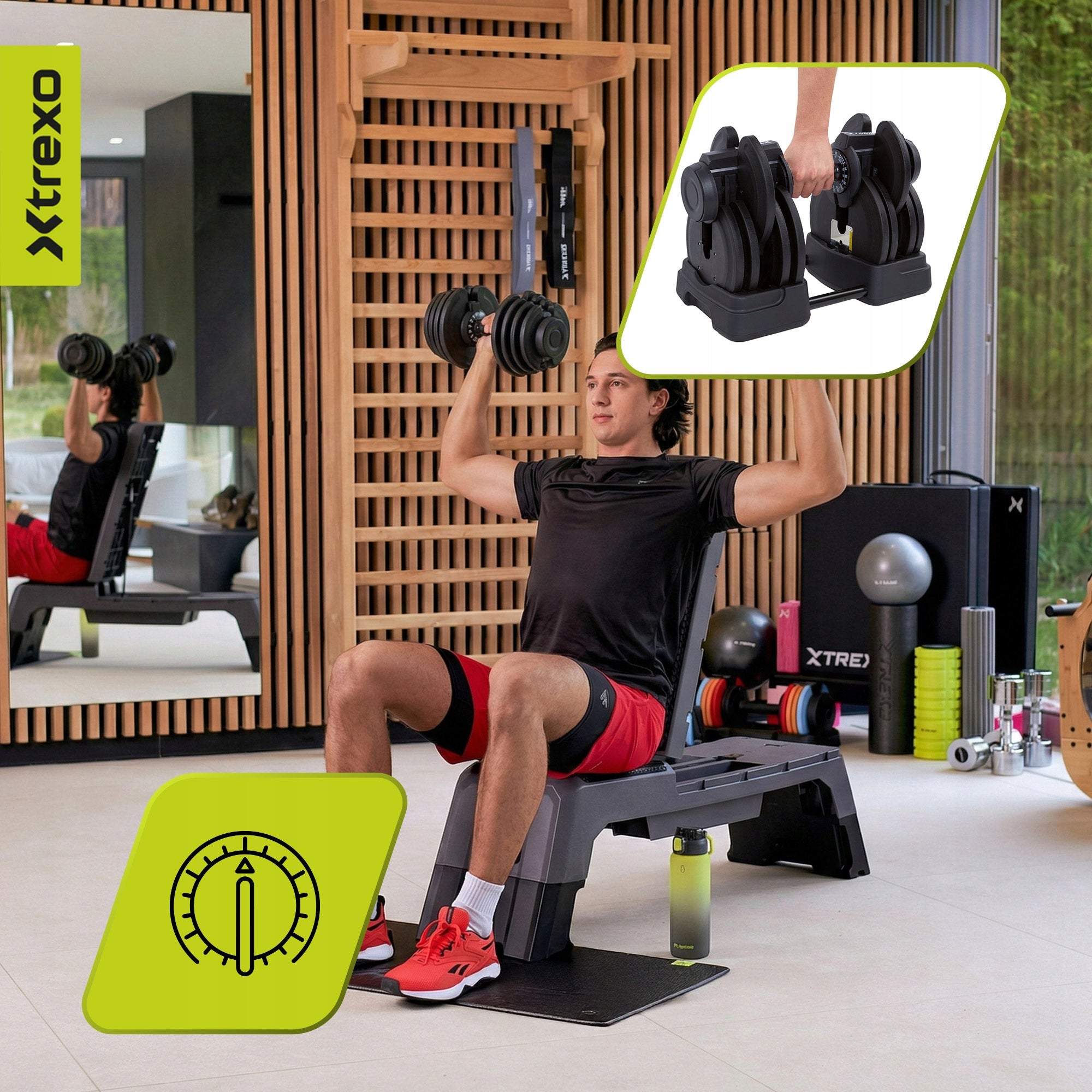 Dumbbell/barbell 2in1 XTREXO Steel TRX-ABD40 1-40 kg ADJUSTABLE SET Kind cast iron