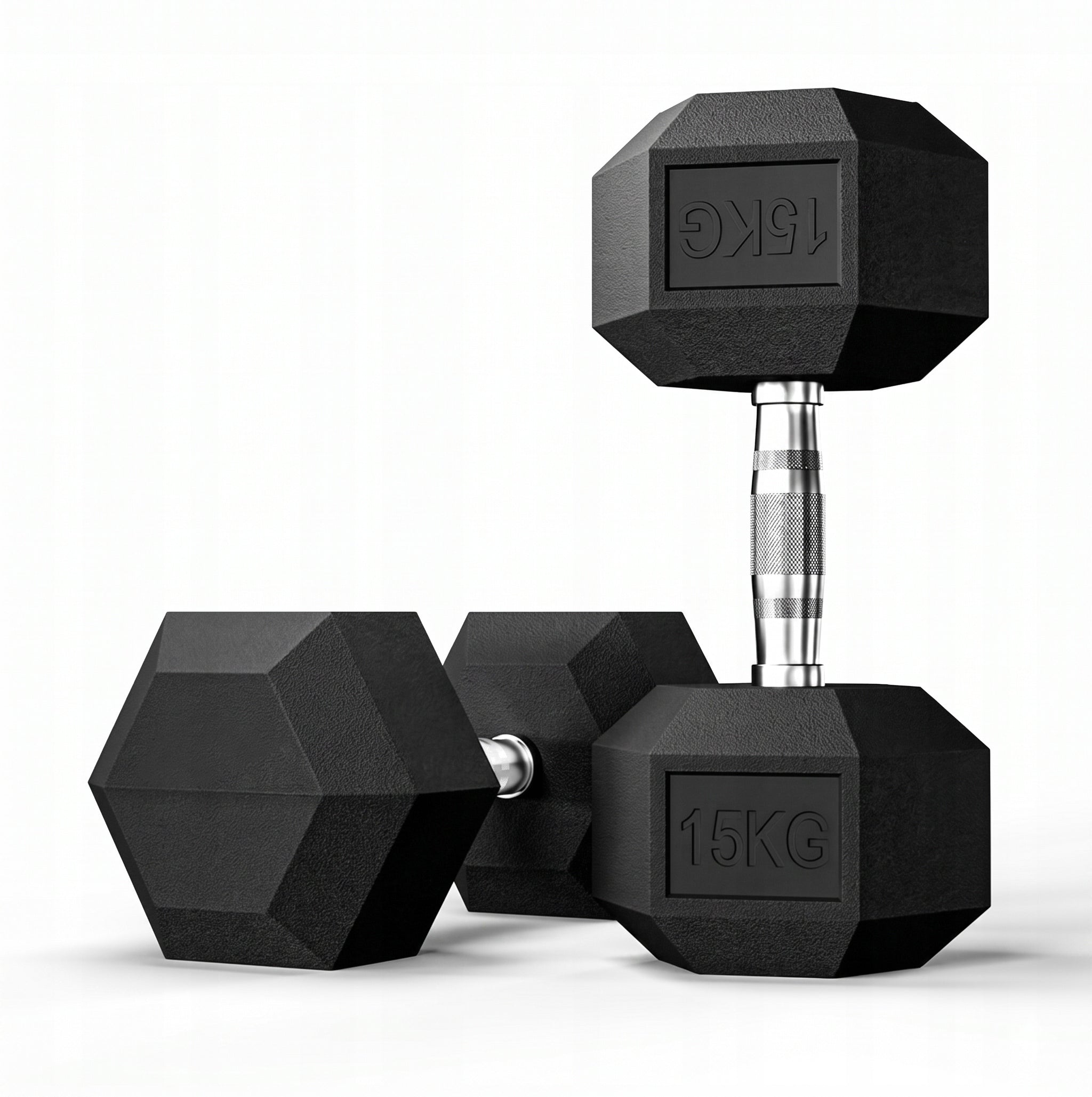 Dumbbells rubberized weights HEX 2x15 kg 4GRADE set of 30 kg for exercise Brand 4GRADE