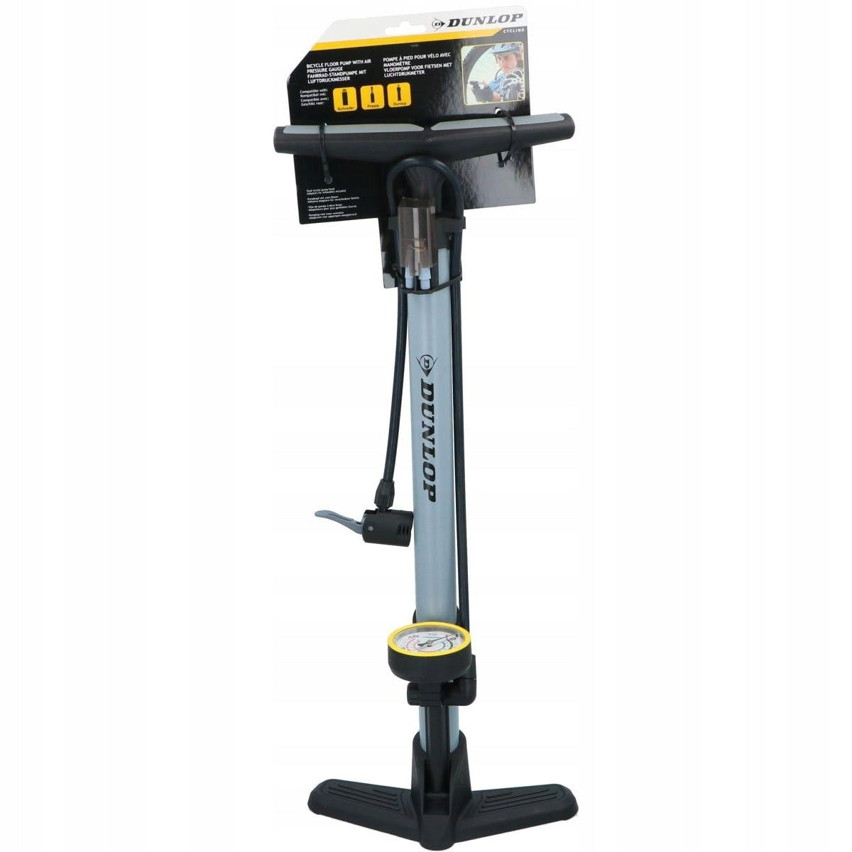 Dunlop bicycle pump with pressure gauge grey Brand Dunlop