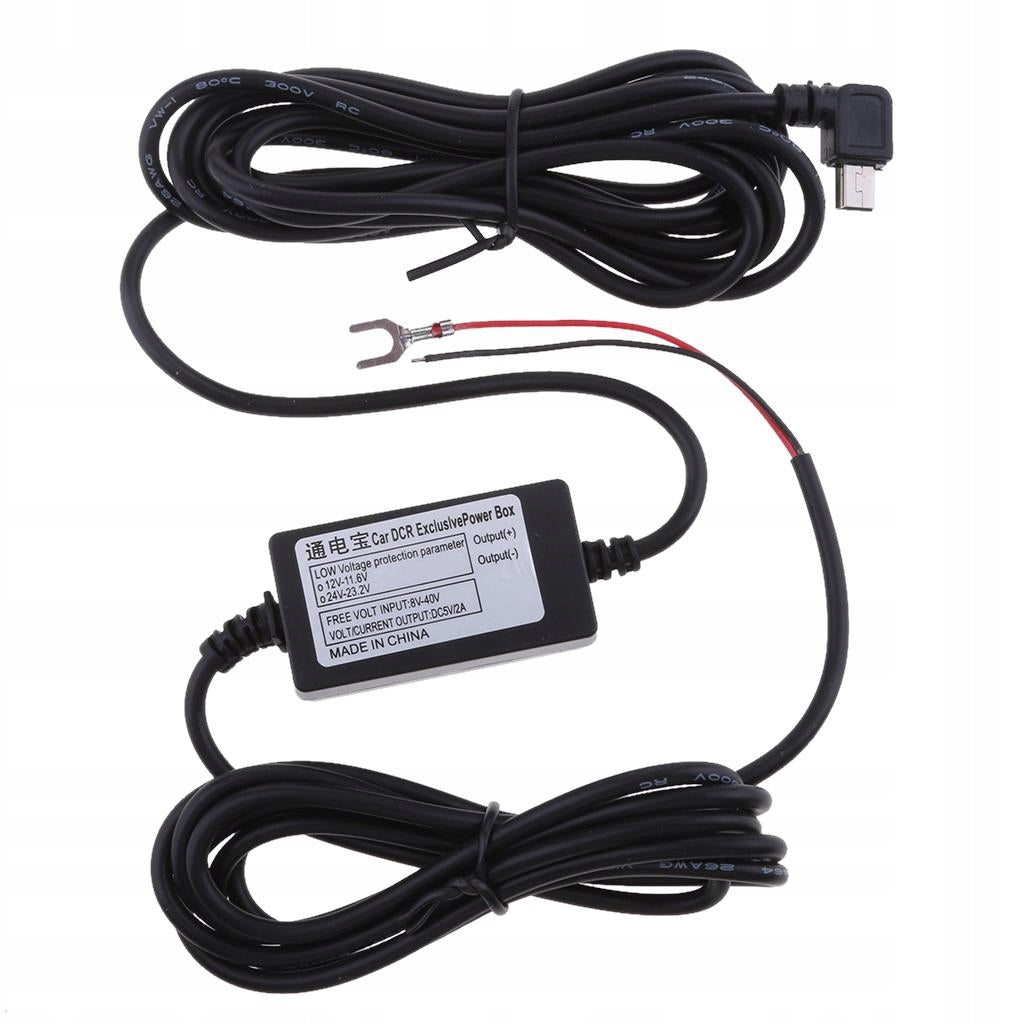 Durable 8/36V to 5V 3A Car Cam Hardwire Kit Mini USB Left Bend Head Packaging status original