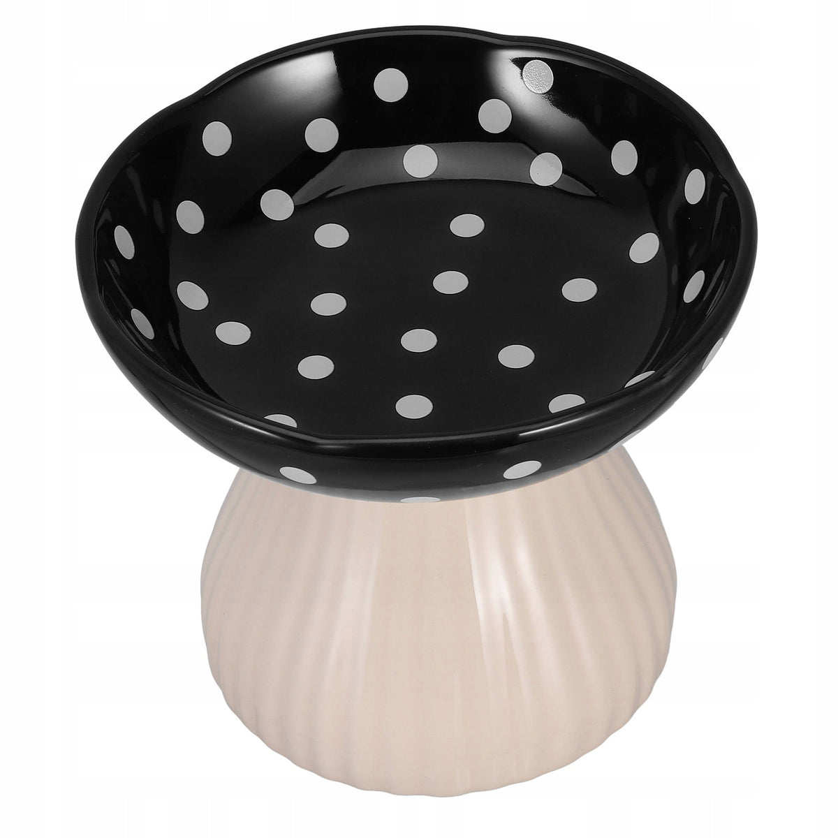 Durable Black Ceramic Elevated Cat Dish for Clean Feeding
