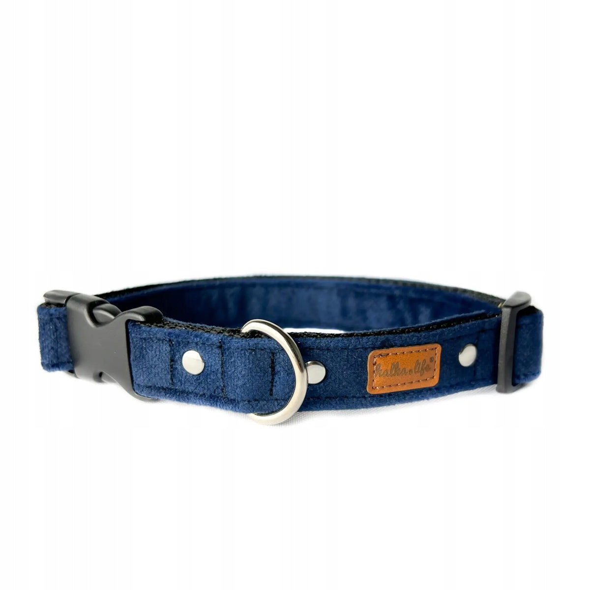 Durable Blue Dog Collar - Navy Blue, L, Plastic Buckle