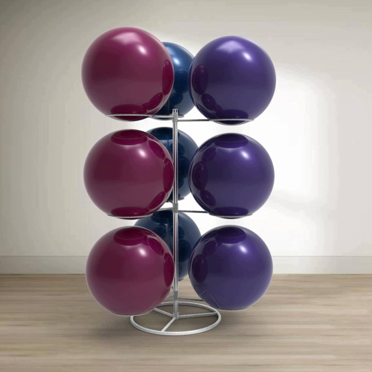 Durable Steel Gym Organizer Vertical Storage Rack Multi 9-ball Yoga Ball Packaging status original