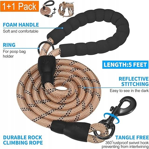 Durable Tactical Harness for Large Dogs Adjustable Reflective XL Brown Manufacturer code 888766y