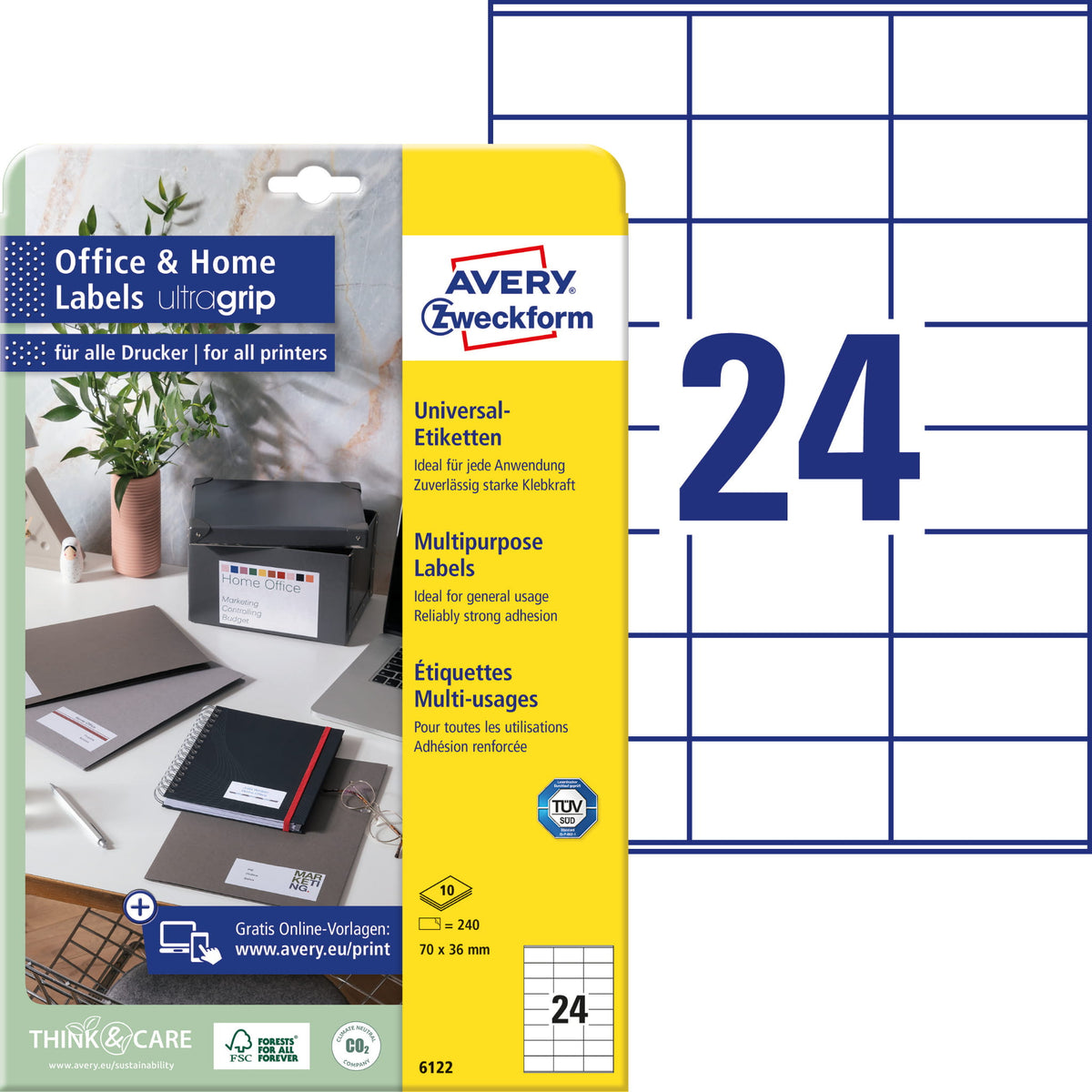 Durable Universal Labels Avery 70X36mm A4 10Ark