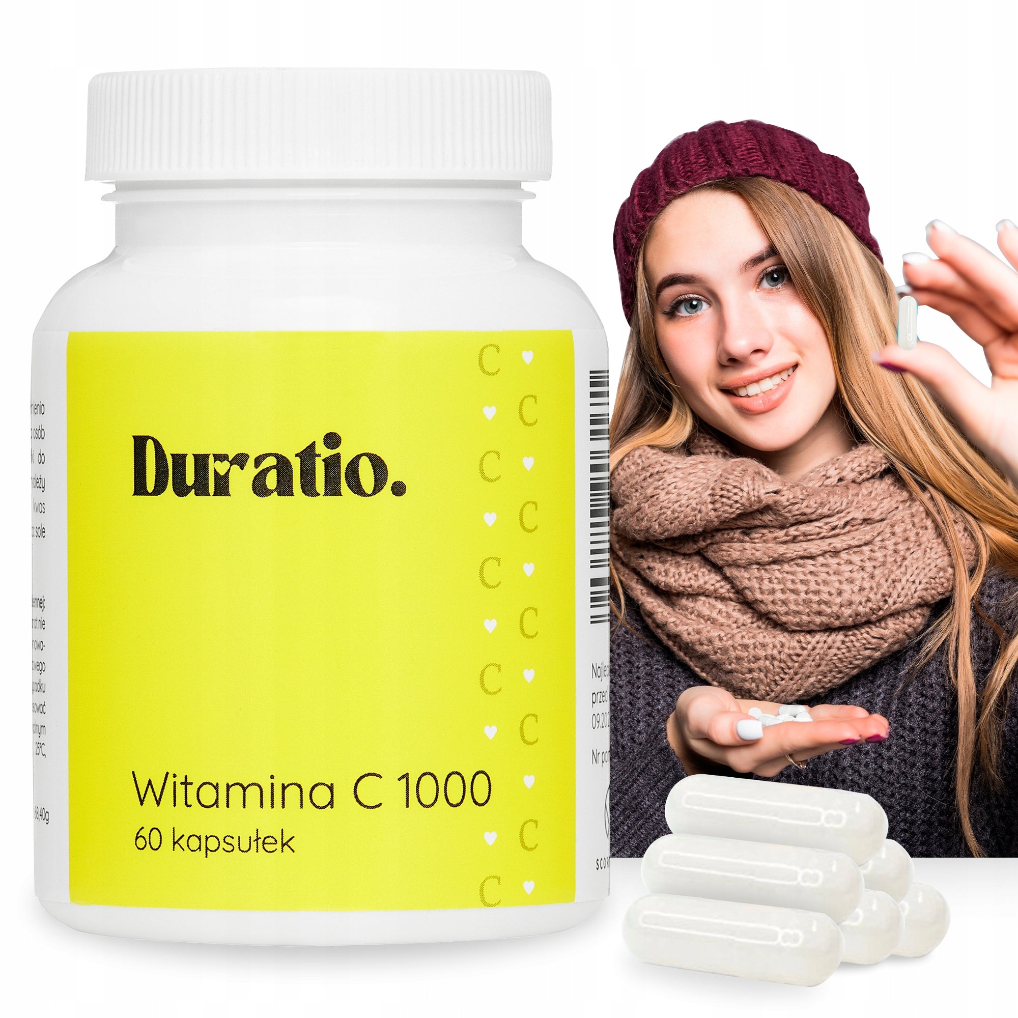 Duratio Vitamin C 1000 mg L-Ascorbic Acid Vitamin Life 60 Capsules