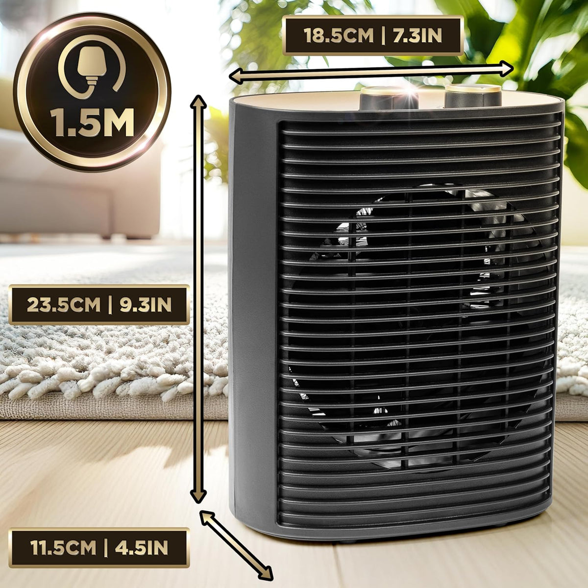 Duronic HV32 Mini Fan 2000W 2 Modes Fan Safe Dominant color black