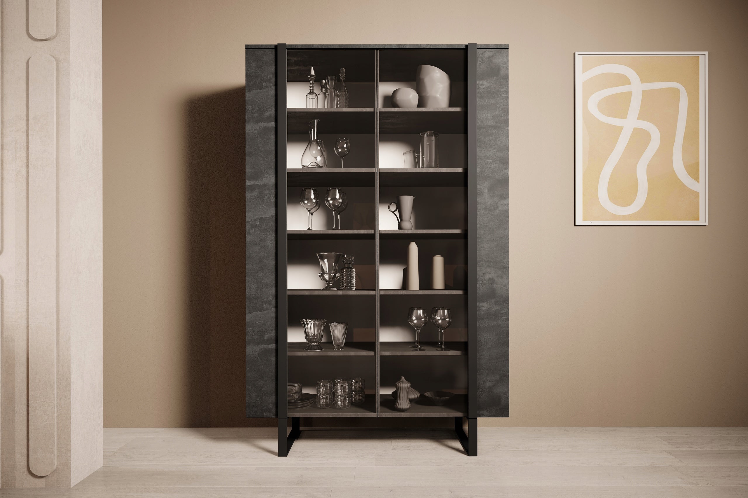 Vitrine Bogart Verica 120, schwarz 