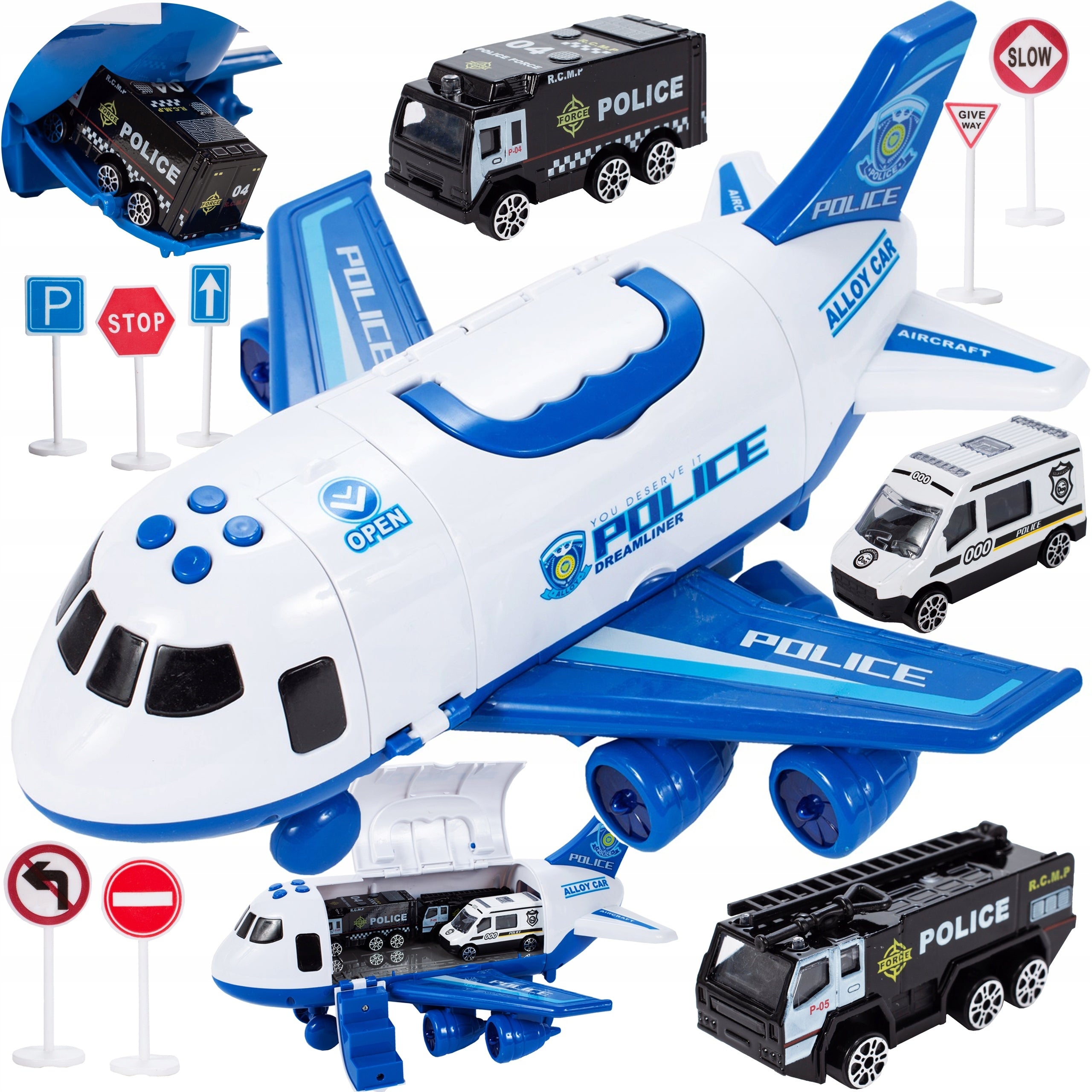 Polizeiflugzeug mit Fahrzeugen Six Six Zero 