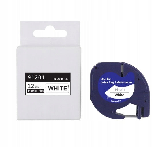 Dymo Letra Tag white 12mm x4m plastic