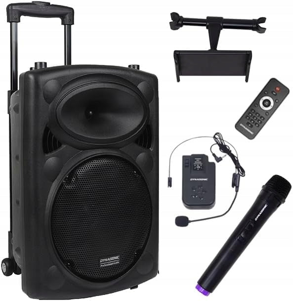 Dynasonic DYNAPRO-12 portable speaker 700W USB SD FM rechargeable microphone Brand Dynasonic