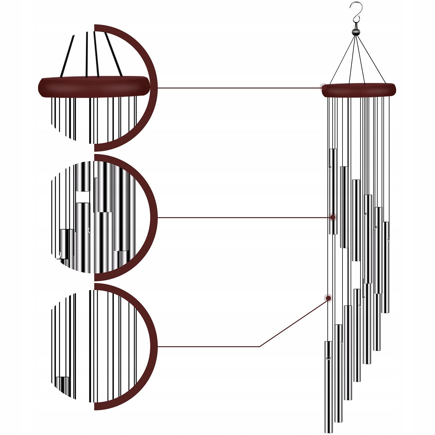 Dzwonki wietrzne 59cm chimes metalowe dzwonki wietrzne 12 rurek na zewnątrz Main material metal