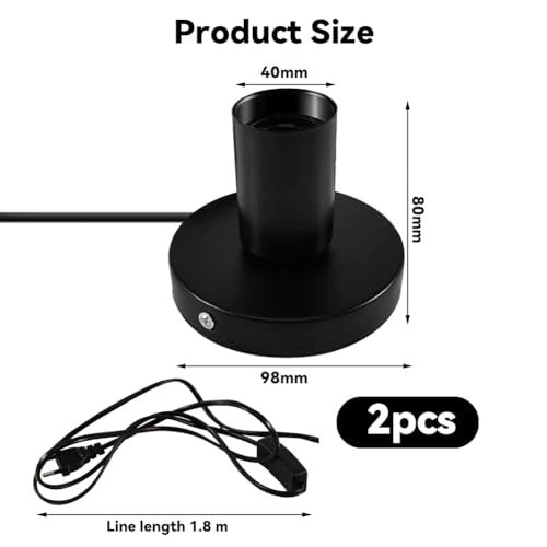 E27 LAMP FIXTURE WITH VINTAGE CAFE POWER CABLE 2 PCS STEEL Manufacturer code SWC5908151676271
