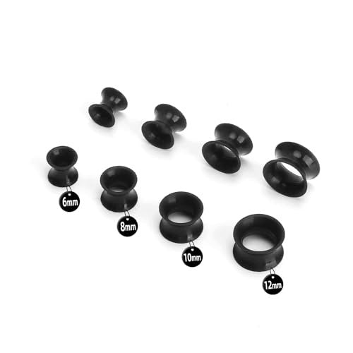 EAR TUNNELS SILICONE BLACK 4 PAIRS 6MM 8MM 10MM 12MM Silicone Brand no brand