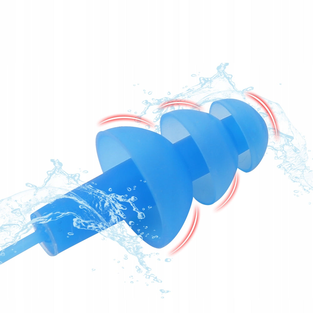 EARPLUGS SWIMMING WATER TRAINING POOL STRING SILICONE BLUE Packaging status original