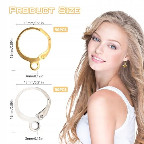 EARRING HOOKS GOLD SILVER LEVER GIFT DIY 100PCS Christmas Manufacturer code Bez marki