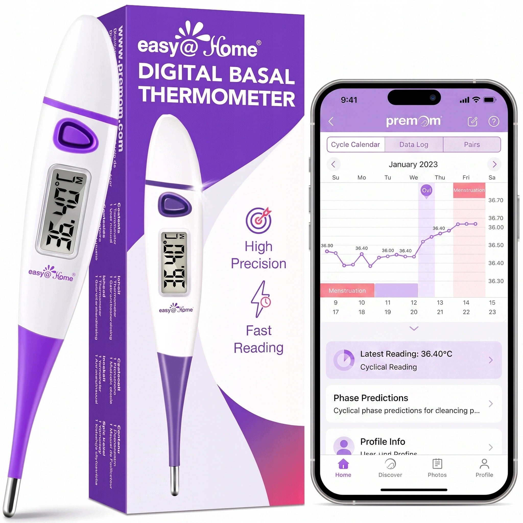 EASY@HOME BBT PREMIUM OVULATION THERMOMETER PURPLE EDITION