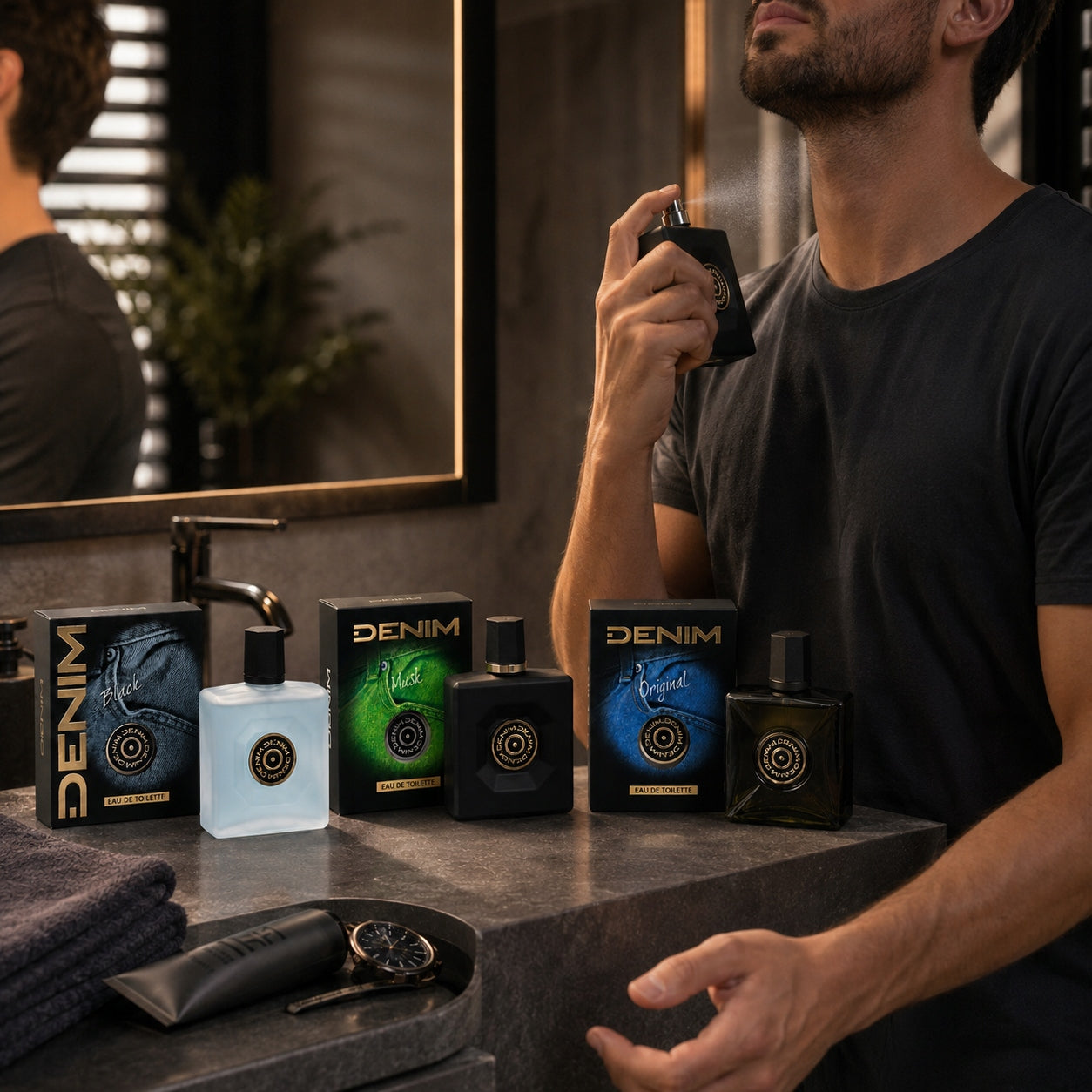 EAU DE TOILETTE SET FOR MEN Denim elegant fragrance 3x 100 ml Brand Denim