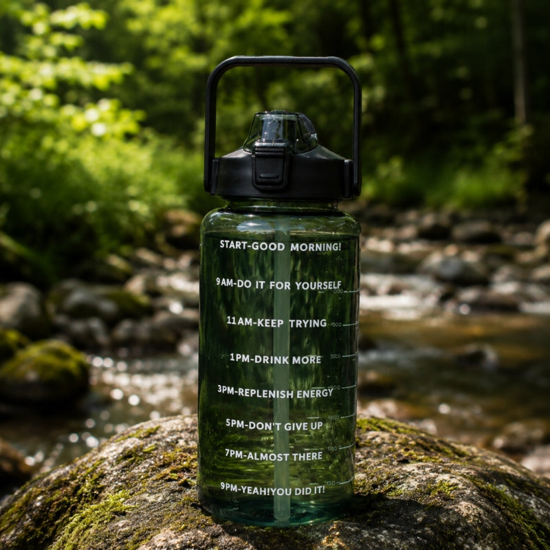 ECARLA water bottle sports water bottle with measuring cup large 2L Black BD62 Color black