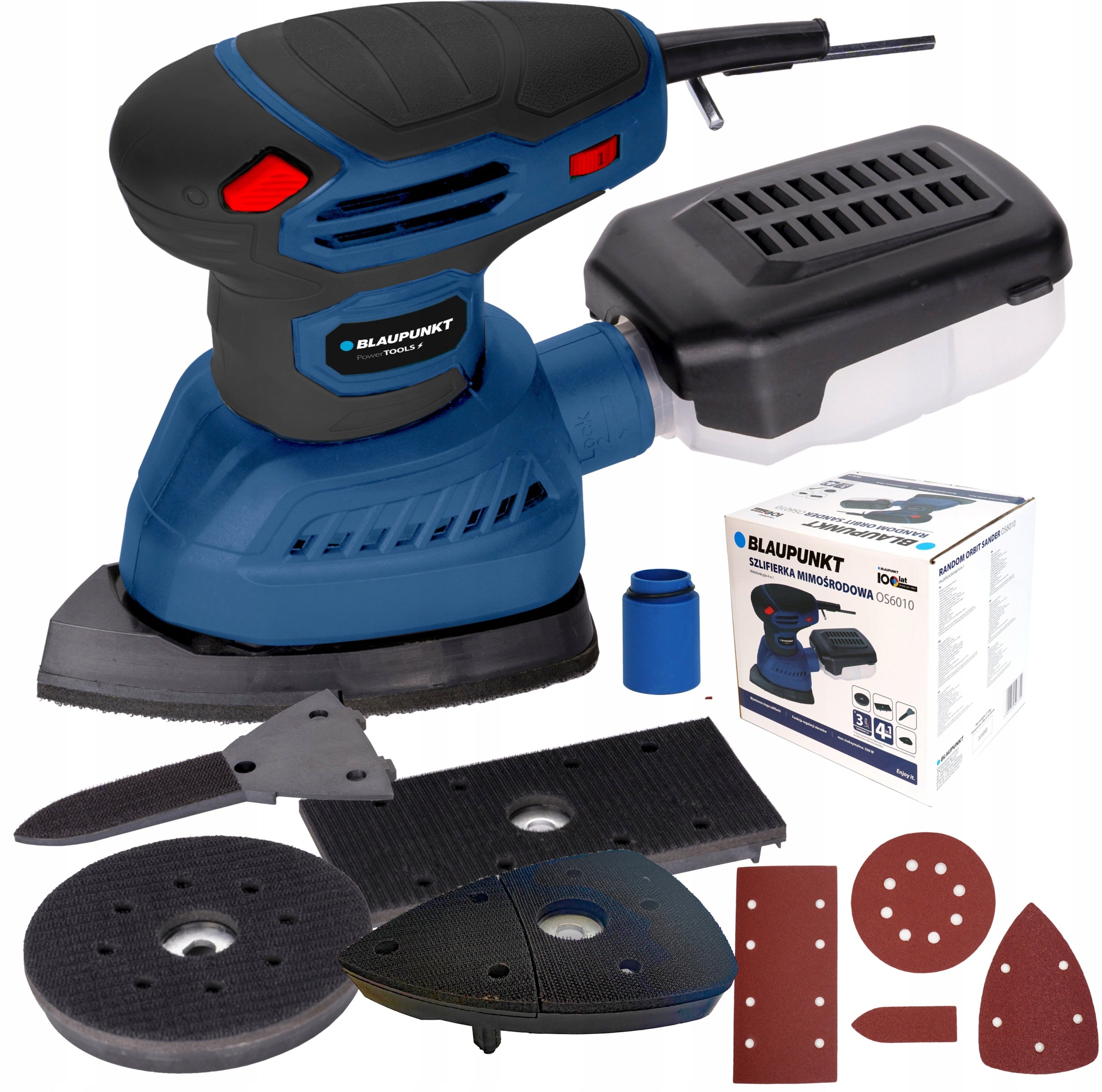 ECCENTRIC OSCILLATING GRINDER ADJUSTMENT 4in1 300W 12 VELCRO DISCS OS6010