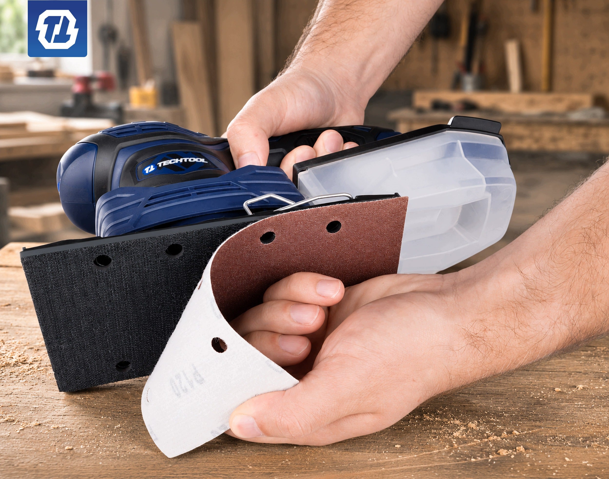 ECCENTRIC OSCILLATING GRINDER FOR WOOD 5in1 MULTIFUNCTIONAL 25 PAPERS Packaging status original