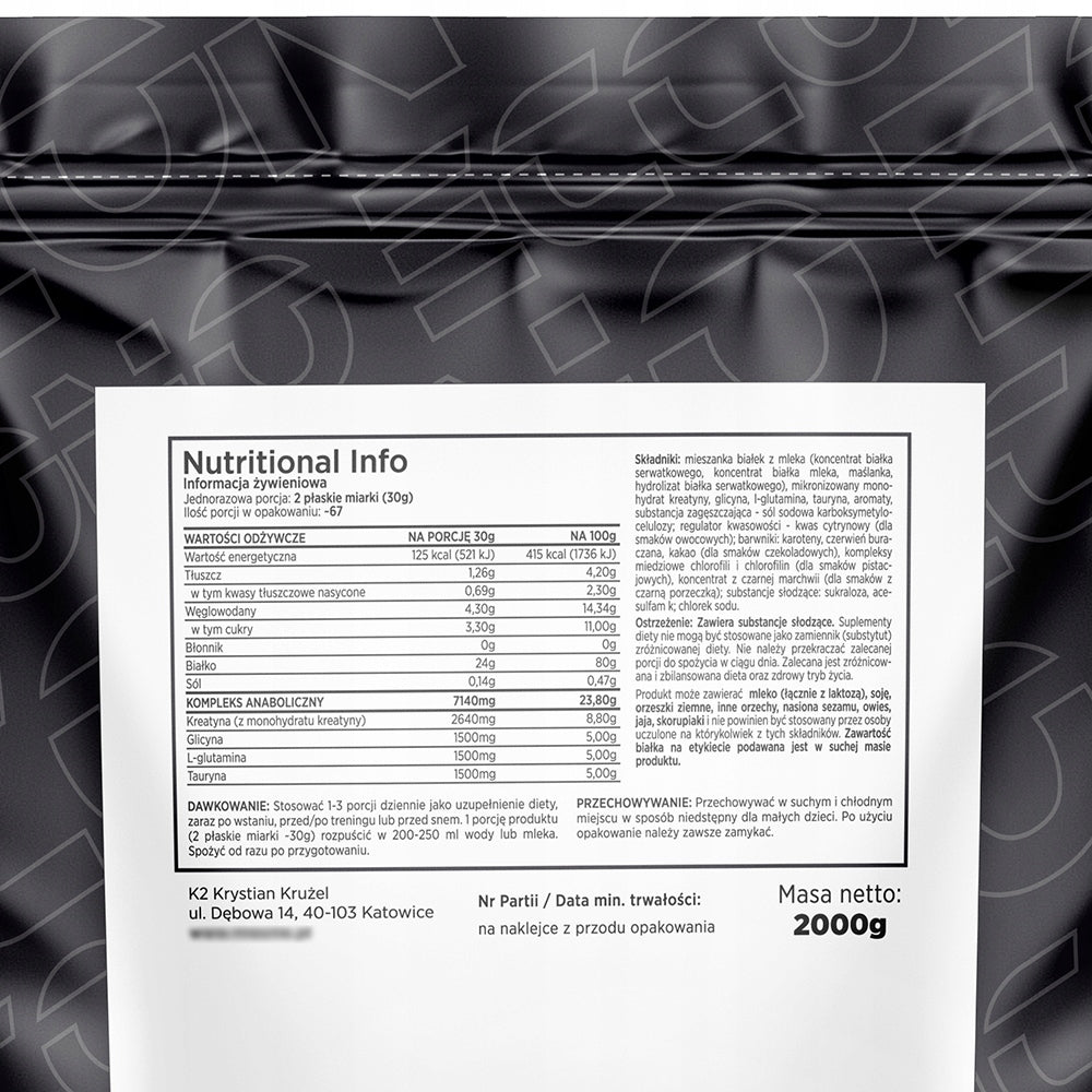 ECCONO ANABOLIC WHEY PROTEIN 2000G PROTEIN 80% WPC MPC CONCENTRATE Vanilla Packaging status original