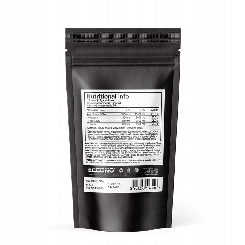 ECCONO BCAA 2:1:1 250 G NATURAL PURE BCAA INSTANT AMINO ACIDS EAN (GTIN) 5903268537446