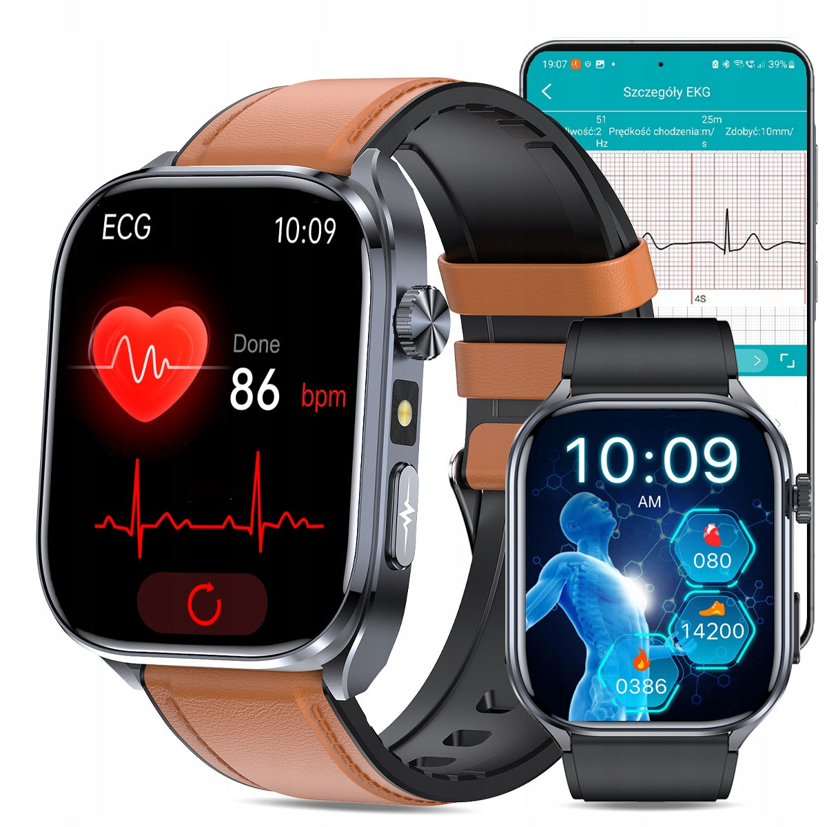 ECG Smartwatch for Senior, Heart Rate Monitor, Talk BMI HRV EKG SpO2