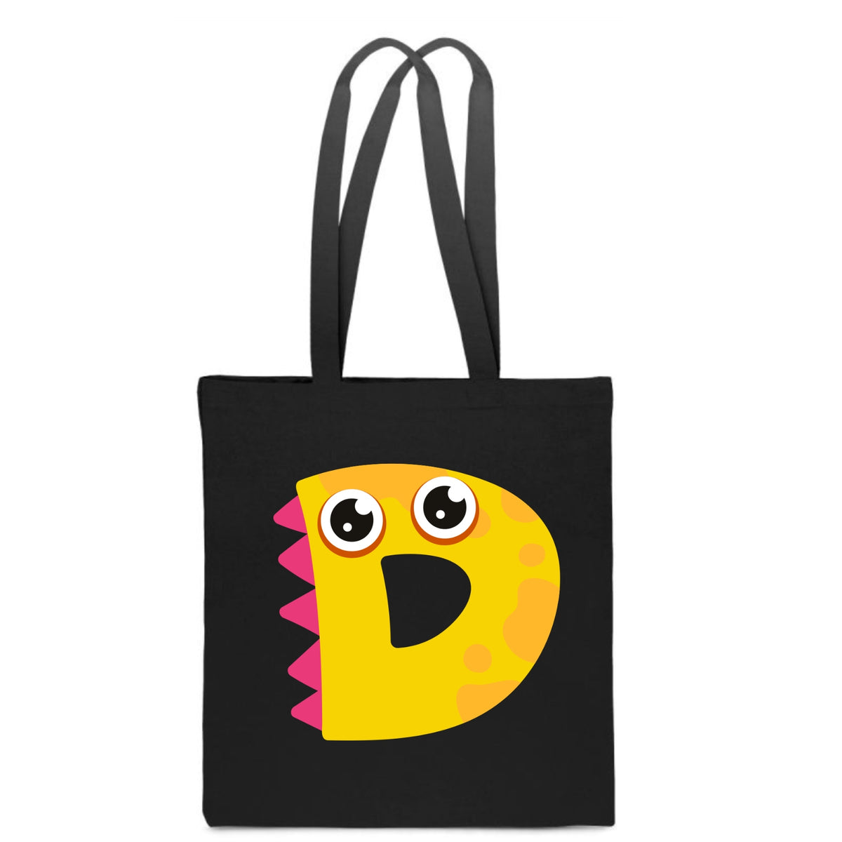 ECO BAG Black children's cotton with LETTER D baby name monster TT_498