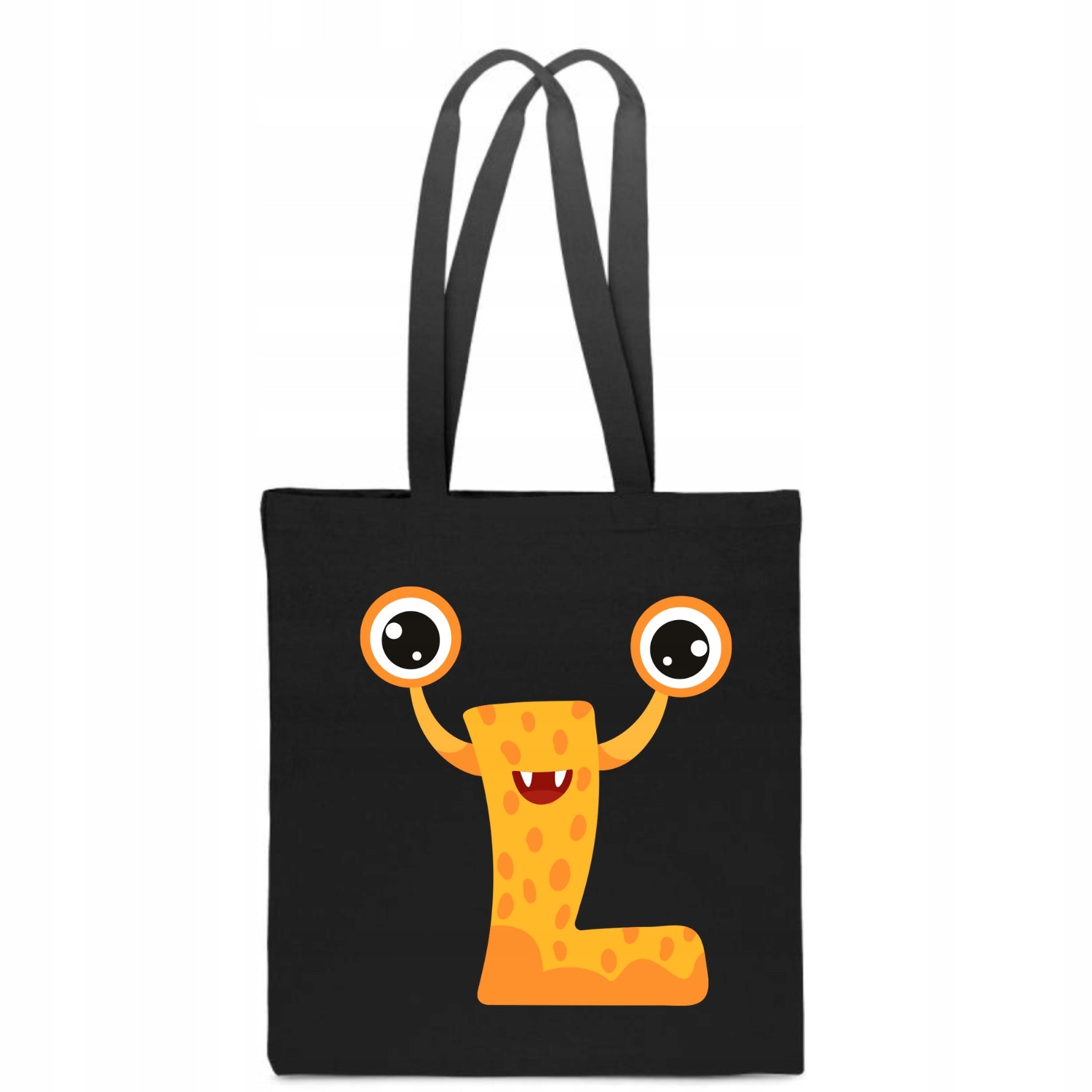 ECO BAG Black children's cotton with LETTER L baby name monster TT_506