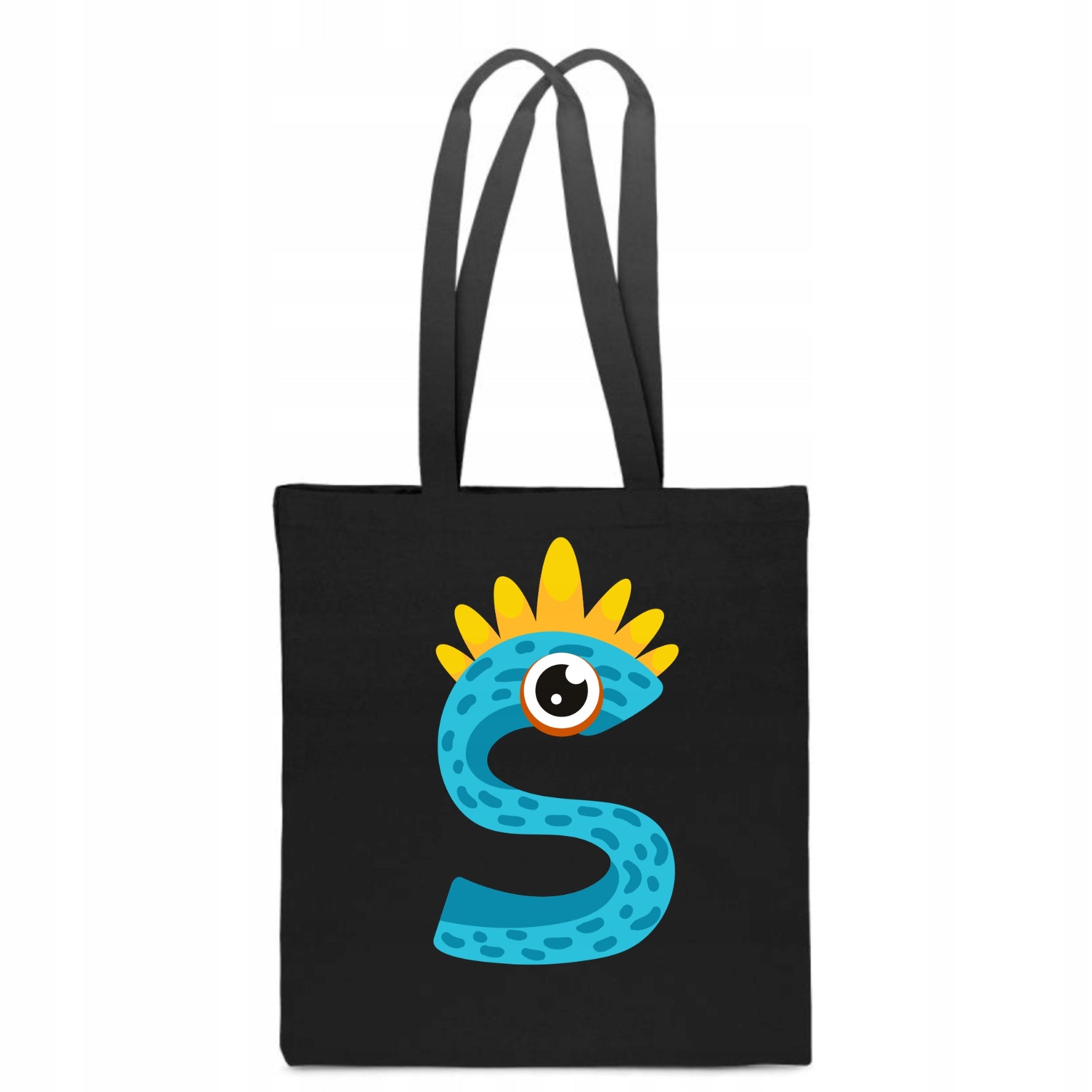 ECO BAG Black children's cotton with LETTER S baby name monster TT_514
