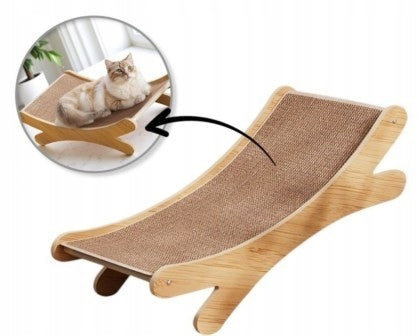 ECO-FRIENDLY CAT BED SCRATCHER - WOOD AND JUTE - 49x30x16 CM