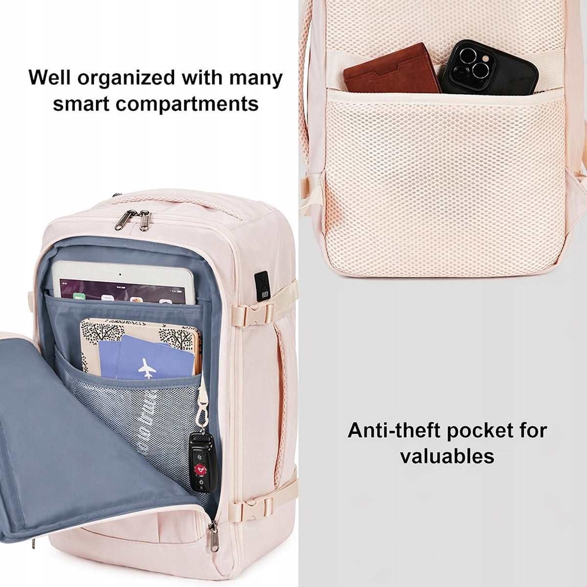 ECOHUB CABIN BACKPACK RYANAIR 20 L, 40x20x25cm BEIGE Brand no brand