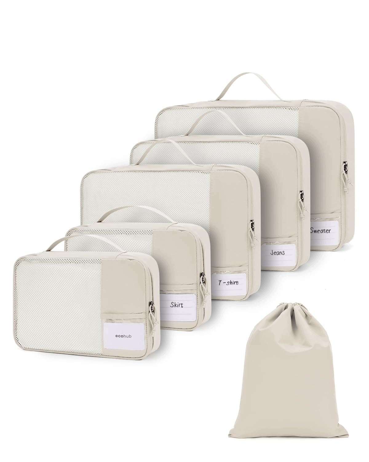 ECOHUB Travel Organizer 6-Piece Cover Set With ID-Beige