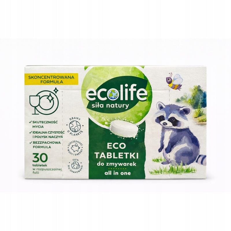 ECOLIFE All in One BIO Unscented Dishwasher Tablets Effective 30 Pieces