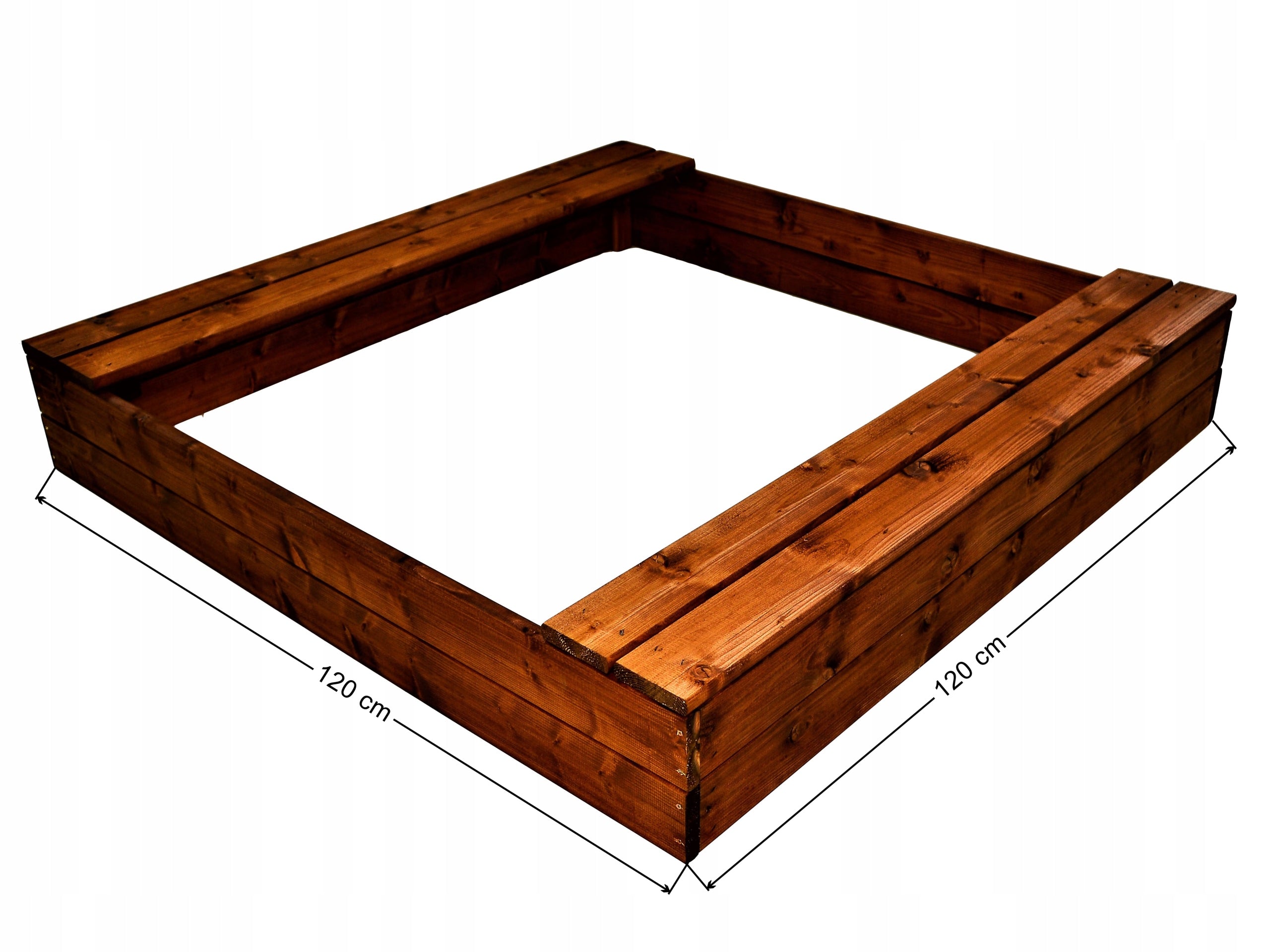 ECOLOGICAL WOODEN SANDBOX 120x120 COLORFUL OR BROWN Length 120 cm