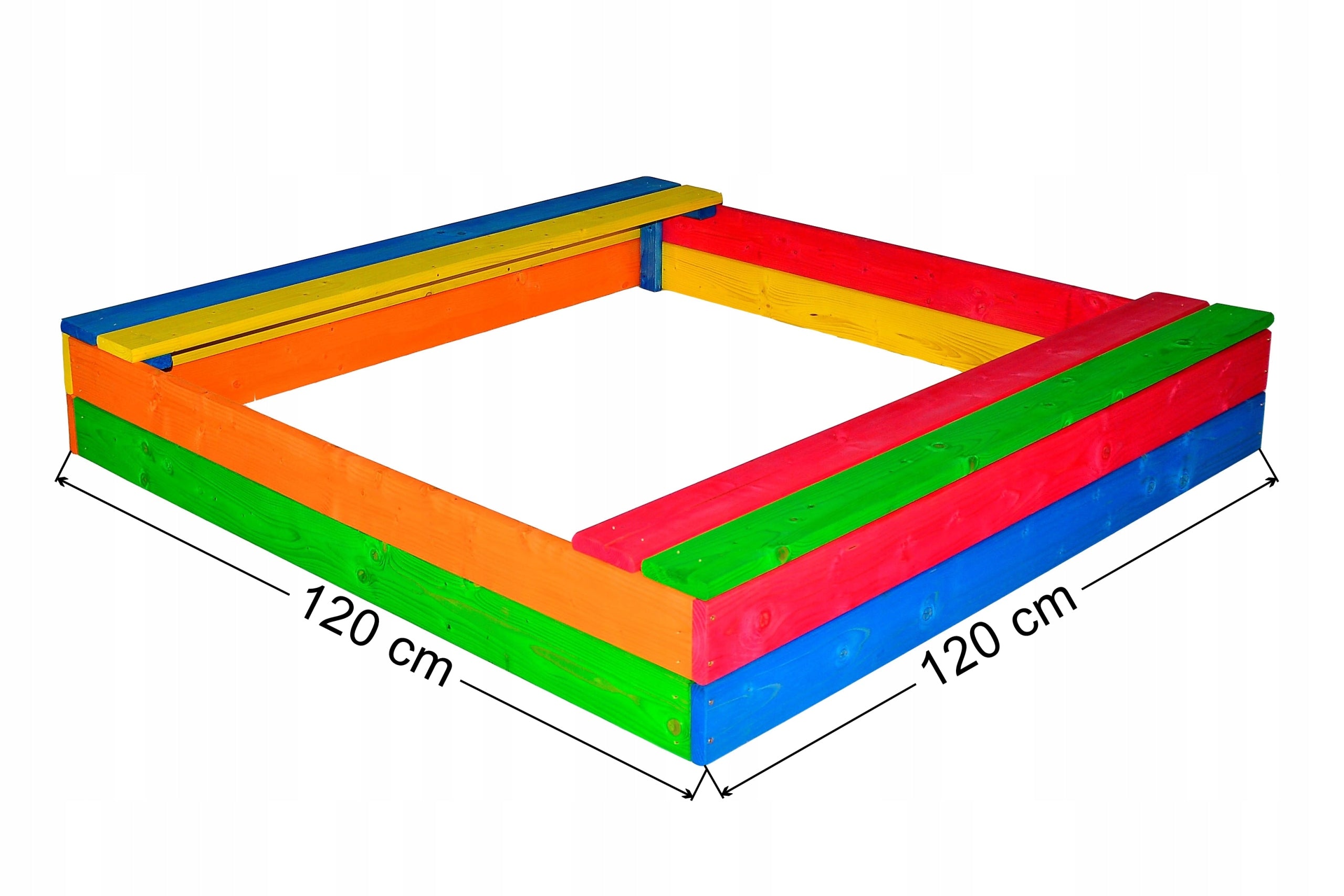 ECOLOGICAL WOODEN SANDBOX 120x120 COLORFUL OR BROWN Packaging status original