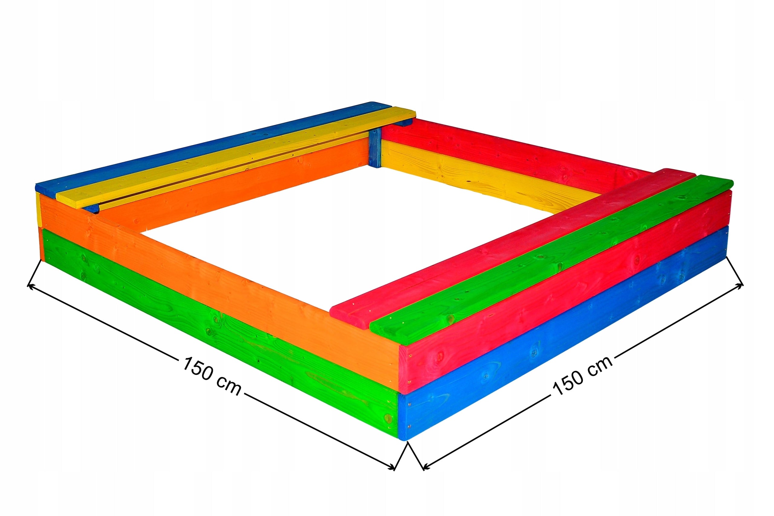 ECOLOGICAL WOODEN SANDBOX 150x150 COLORFUL OR BROWN Kid's age 3＋ years
