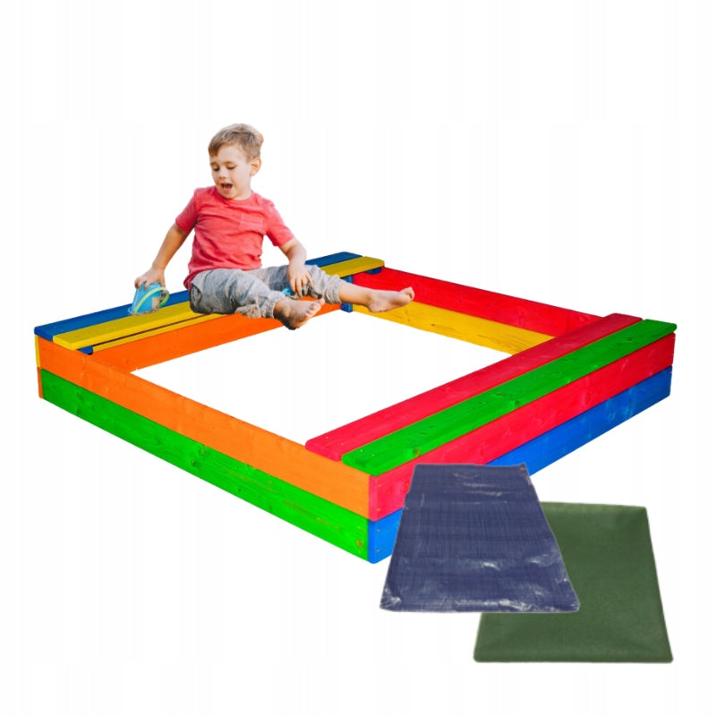 ECOLOGICAL WOODEN SANDBOX 150x150 COLORFUL OR BROWN