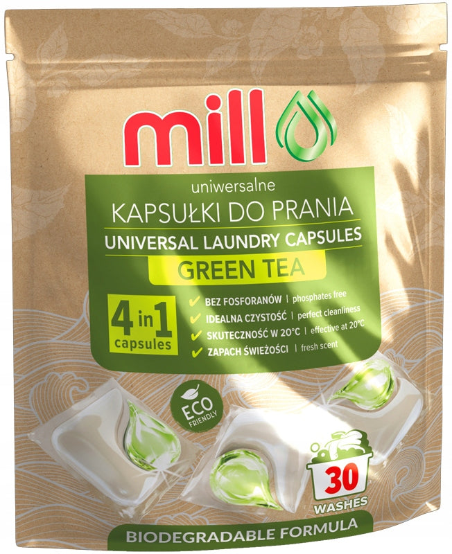 ECOMILL Green Tea Washing Capsules 30 Pack | Organic