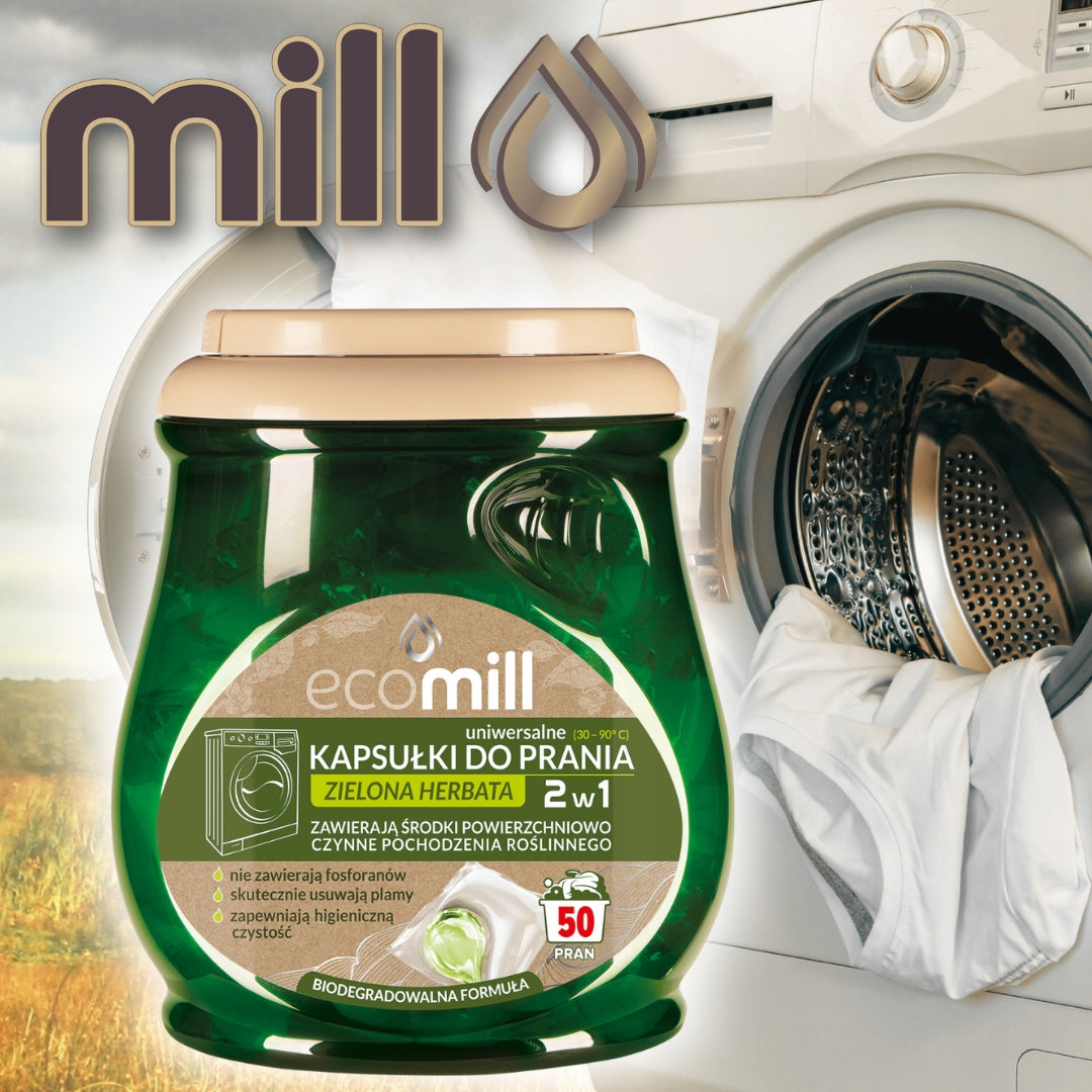 ECOMILL Universal Washing Capsules with Green Tea Extract 50 pcs Packaging status original